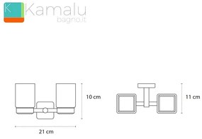 Kamalu - porta spazzolini doppio in accaio e vetro linea clode-v40