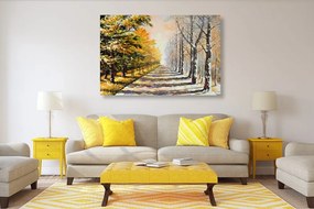 Quadro su tela – Viale alberato autunnale