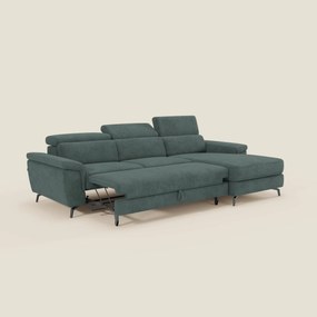 Estro Divano estraibile con chaise-longue e poggiatesta reclinabili in tessuto impermeabile T14 verde