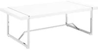 Tavolino Bianco 120 x 60 cm Gambe in Metallo Argento Rettangolare Piano Lucido Design Moderno