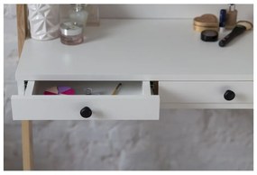 Comodino bianco con cassetto e specchio Leno - Ragaba