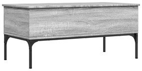 Tavolino Grigio Sonoma 100x50x45 cm Legno Multistrato e Metallo