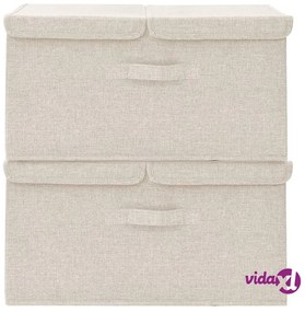 vidaXL Scatole Portaoggetti 2pz in Tessuto 50x30x25 cm Crema