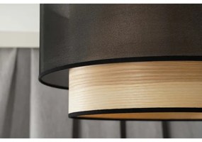 Duolla - Lampadario a sospensione con filo WOOD BOHO 1xE27/15W/230V diametro 45 cm nero/beige