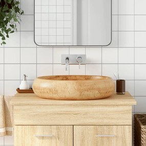 Lavabo Da Appoggio Marrone Ovale 59x40x15 Cm Ceramica /