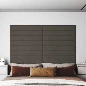 Pannelli Murali 12 Pz Grigio Scuro 90x15 Cm Velluto 1,62 M² /