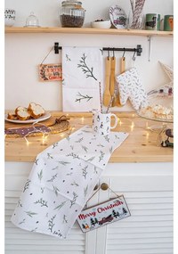 Asciugamani in cotone con motivo natalizio in set da 2 50x70 cm Delicate Green - Butter Kings