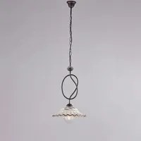 Sospensione Country Chic Bistrot 1 Luce Ruggine Con Ceramica Vietrese