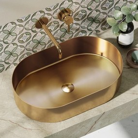 Kamalu - lavabo appoggio in acciaio inox colore oro rosa| kj5500rg