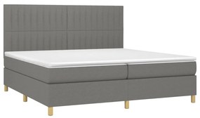 Letto a Molle Materasso e LED Grigio Scuro 200x200cm in Tessuto