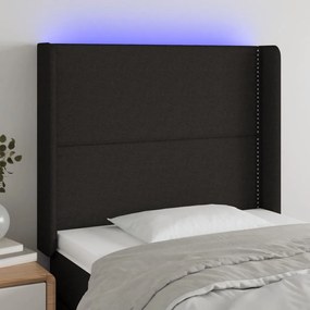 Testiera A Led Nera 103x16x118/128 Cm İn Tessuto /