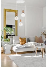 Lampadario a sospensione con filo MIROS 3xE27/60W/230V tondo bianco/rame