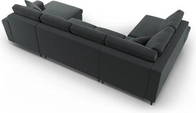 Divano angolare grigio scuro allungabile e con contenitore (con penisola a sinistra/a U) con rivestimento in velluto Kyoto – Cosmopolitan Design