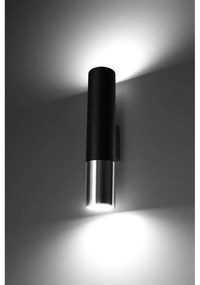 Lampada da parete nera/argentata in metallo ø 6 cm Longbot – Sollux