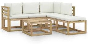 Set Divani da Giardino 6 pz con Cuscini Crema