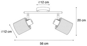 Faretto da soffitto dorato con vetro 2 luci orientabile - Laura