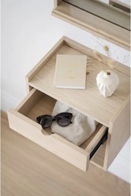 Comodino sospeso con ripiani in legno di quercia in colore naturale Hillmond - Rowico