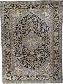 Kashan Tappeto 410x300 Blu (Iran) Annodato A Mano