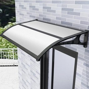 Pensilina in policarbonato bianco L 150 x P 100 cm struttura in alluminio nero
