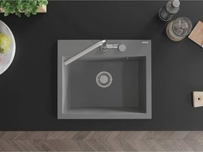 Mexen Oscar lavello in granito 1-vasca 580 x 490 mm, grigio, sifone cromato - 6519581000-71