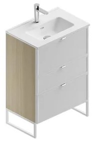 Mobile sottolavabo e lavabo Quadra per vasca centrale natura/bianco in mdf L 60 x H 93 x P 39 cm 3 cassetti