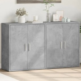 Credenze 2 pz grigio cemento 60x31x70 cm in legno multistrato