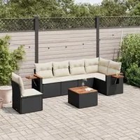 Set Divani da Giardino con Cuscini 7pz Nero Polyrattan 3259263