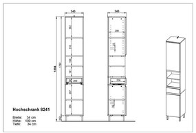 Mobile bagno alto bianco 34x190 cm Salinas - Germania