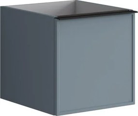 Cassettiera Pixel con 1 cassetto frontale Frame laccato opaco indaco e maniglia alluminio nero opaco L.40 H.40 P.45,5 cm.