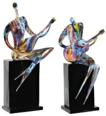 Statua Decorativa DKD Home Decor RF-181549 31 x 18 x 51,5 cm Nero Resina Multicolore Musicista