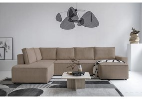 Divano letto angolare in velluto a coste beige Brave Dave - Miuform