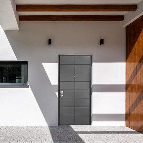 Porta blindata MASTER Hi-Max L 80 x H 210 cm in MDF grigio 7016 opaco/bianco, apertura spingere a destra, falso telaio incluso