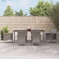 Set da Pranzo da Giardino 7 pz con Cuscini in Polyrattan Grigio 3187384