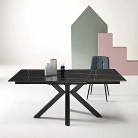 Tavolo in pietra allungabile a 240 cm effetto marmo Nero HERO