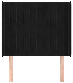 Testiera ad orecchio nera 93x16x118/128 cm in velluto