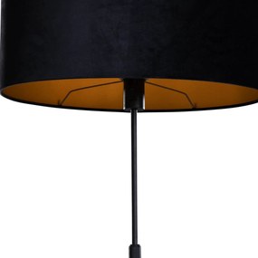 Lampada da Terra Nera con Paralume in Velluto Oval 50cm - Parte