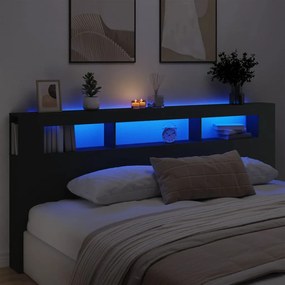 Testiera Led Nera 220x18,5x103,5 Cm Legno Multistrato /