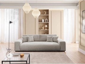 Divano grigio chiaro allungabile/con contenitore con rivestimento in velluto a coste 260 cm Justin – Ropez