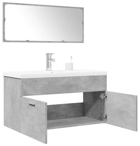 Set Mobili Da Bagno 3 Pz Grigio Cemento İn Legno Multistrato /
