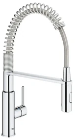 Rubinetto da cucina con doccetta a collo di cigno Get Clova argento cromato lucido GROHE