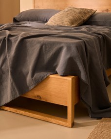 Kave Home - Letto Alguema con impiallacciatura in rovere e finitura naturale per materasso 180 x 200 c