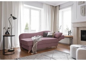 Chaise longue rosa polveroso (con penisola a destra) con rivestimento in velluto a coste Chic Charlotte – Miuform