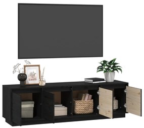 Mobile porta tv nero 156x37x45 cm in legno massello di pino