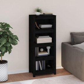 Libreria Nera 50x35x125,5 Cm İn Legno Massello Di Pino /