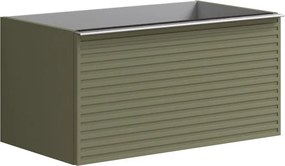 Mobile da bagno sospeso sotto lavabo L 80 x H 40 x P 45.5 cm verde salvia laccato, 2 cassetti Pixel stripes