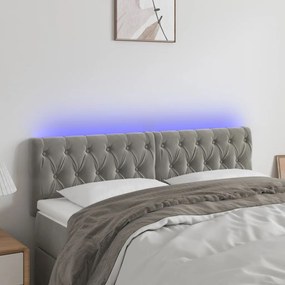 Testiera A Led Grigio Chiaro 144x7x78/88 Cm İn Velluto /