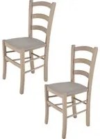 Set 2 Sedie Venice Tommychairs,struttura in faggio verniciata anilina grigio chiaro e seduta in tessuto camoscio