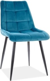 Sedia Chic in velluto turchese/nero - L47 x H41 x H87 cm