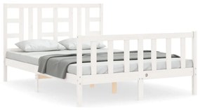 Giroletto con testiera bianco 140x200 cm in legno massello