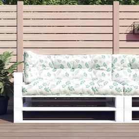 Cuscini Per Pallet 3 Pz Con Motivo A Foglie İn Tessuto /